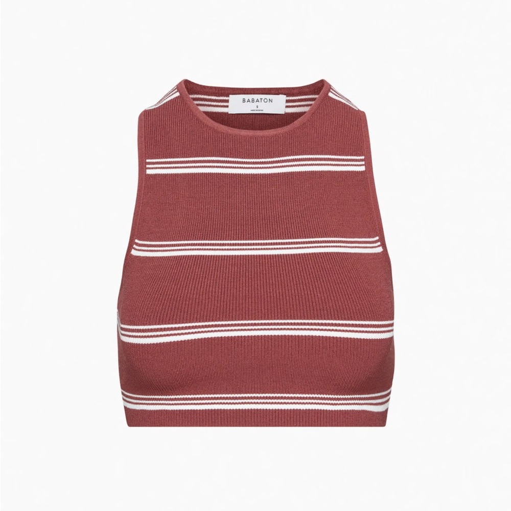 Babaton Sculpt Knit Racer Cropped Tank Striped